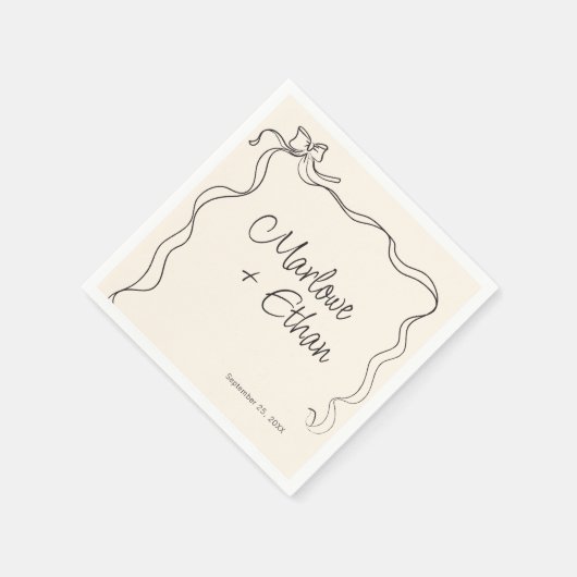 Quirky Bow Frame handgeschriebene Hochzeit Serviette (Ecke)