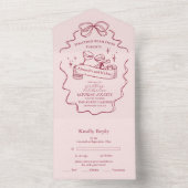 Quirky Bow Handgeschriebene Hochzeit All In One Einladung (Innen Boden)