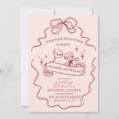 Quirky Bow Handgeschriebene Hochzeit Einladung (Vorderseite)