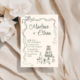 Quirky Bow Handgeschriebene Hochzeit Einladung