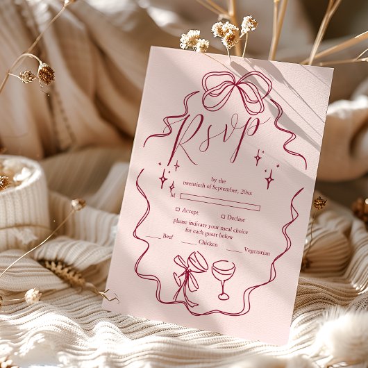 Quirky Bow Handgeschriebene Hochzeit RSVP Karte