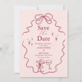 Quirky Bow Handgeschriebene Hochzeit Save The Date (Vorderseite)