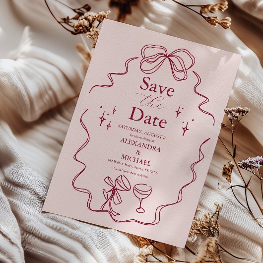 Quirky Bow Handgeschriebene Hochzeit Save The Date