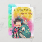 Quirky Boy & Dinosaur Cartoon (Vorne/Hinten)