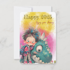 Quirky Boy & Dinosaur Cartoon