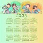 Quirky Boy & Dinosaur Cartoon Aufkleber (Vorderseite)