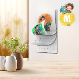 Quirky Boy & Dinosaur Cartoon Calendar Kalender
