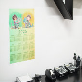 Quirky Boy & Dinosaur Cartoon Poster