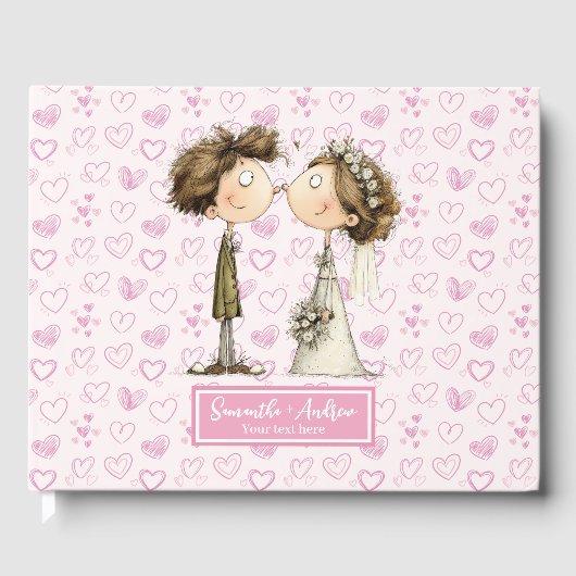 Quirky Bride Groom Personalisiert Gästebuch (Vorderseite)