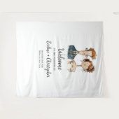 Quirky Bride und Groom Weddrop Wasserfarbe Wandteppich (Vorderseite (Horizontal))