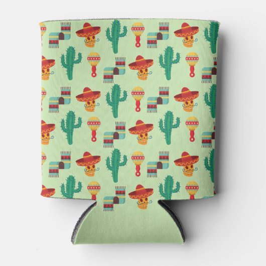 Quirky Cactus und Sombrero Pattern Dosenkühler (Vorderseite)