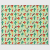 Quirky Cactus und Sombrero Pattern Geschenkpapier (Flach)