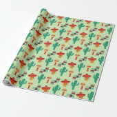 Quirky Cactus und Sombrero Pattern Geschenkpapier (Ungerollt)