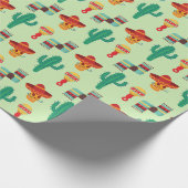 Quirky Cactus und Sombrero Pattern Geschenkpapier (Ecke)