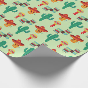Quirky Cactus und Sombrero Pattern Geschenkpapier