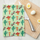 Quirky Cactus und Sombrero Pattern Geschirrtuch (Viertel Falte)