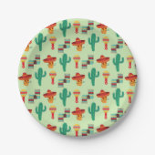 Quirky Cactus und Sombrero Pattern Pappteller (Vorderseite)