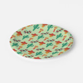 Quirky Cactus und Sombrero Pattern Pappteller (Schrägansicht)