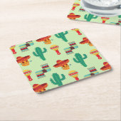 Quirky Cactus und Sombrero Pattern Rechteckiger Pappuntersetzer (angewinkelt)