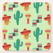 Quirky Cactus und Sombrero Pattern Rechteckiger Pappuntersetzer (Vorderseite)