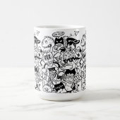 Quirky Cartoon Character Crowd Kaffeetasse (Mittel)