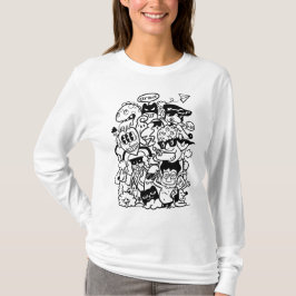 Quirky Cartoon Character Crowd T-Shirt