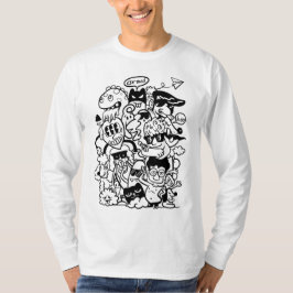Quirky Cartoon Character Crowd T-Shirt