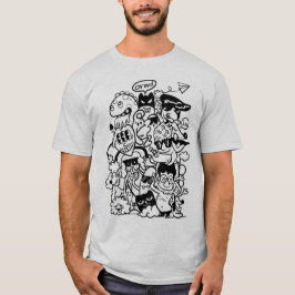 Quirky Cartoon Character Crowd T-Shirt