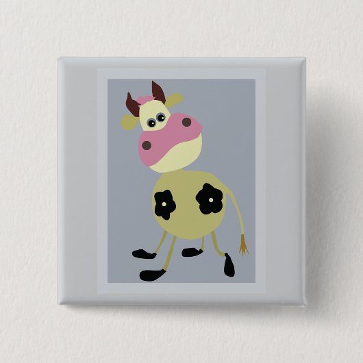Quirky Cartoon Kuh Fun Farm Animal Button (Vorderseite)