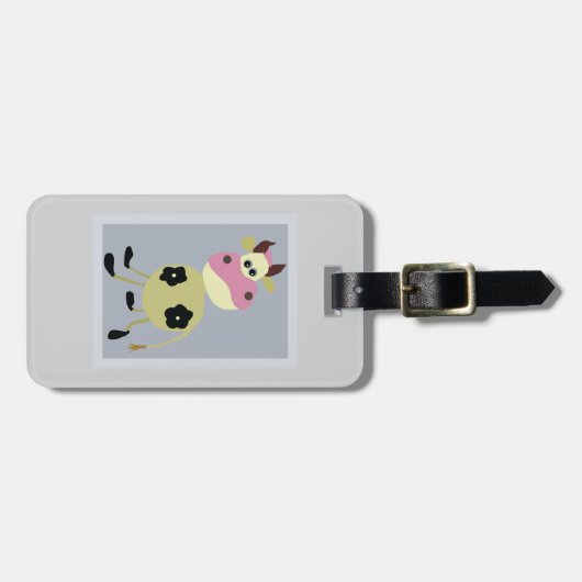 Quirky Cartoon Kuh Fun Farm Animal Gepäckanhänger (Vorderseite horizontal)