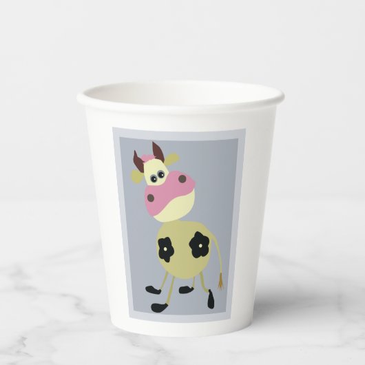 Quirky Cartoon Kuh Fun Farm Animal Pappbecher (Vorderseite)