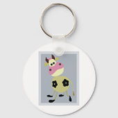 Quirky Cartoon Kuh Fun Farm Animal Schlüsselanhänger (Rückseite)