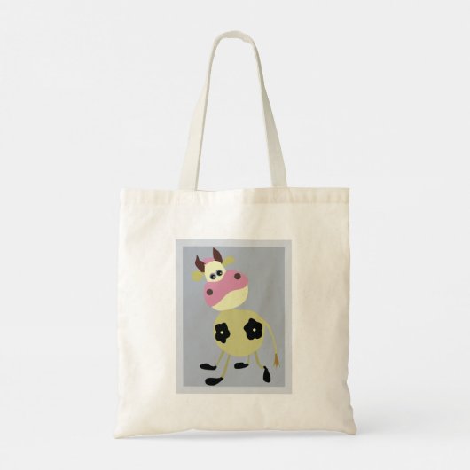 Quirky Cartoon Kuh Fun Farm Animal Tragetasche (Rückseite)