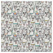 Quirky Cartoon Llama Herd Doodle Stoff (Muster)