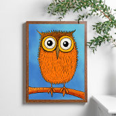 Quirky Cartoons Orange Owl mit Big Eyes Poster