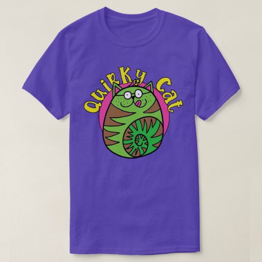 Quirky Cat Funny Green Cat T-Shirt (Design vorne)