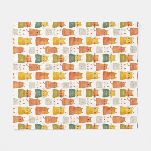 Quirky Cat Pattern Frische Pasta machen Fleecedecke (Vorderseite (Horizontal))