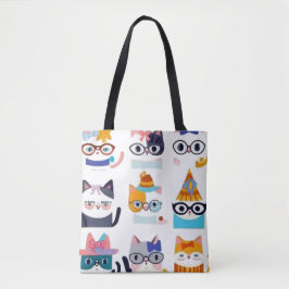 Quirky Cat Whimsical Feline Art von Cat Lovers Tasche