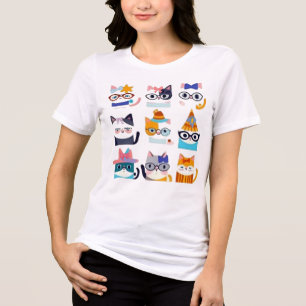 Quirky Cat Whimsical Feline Art von Cat Lovers Tri-Blend Shirt