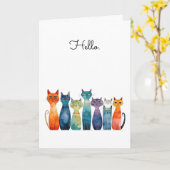 Quirky Cats Hallo Niedlich Gruß Karte (Gelbe Blume)
