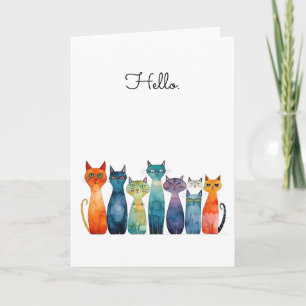 Quirky Cats Hallo Niedlich Gruß Karte