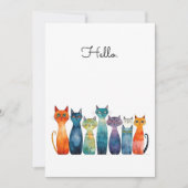 Quirky Cats Hello Custamizable Flat Karte (Vorderseite)