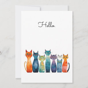 Quirky Cats Hello Custamizable Flat Karte