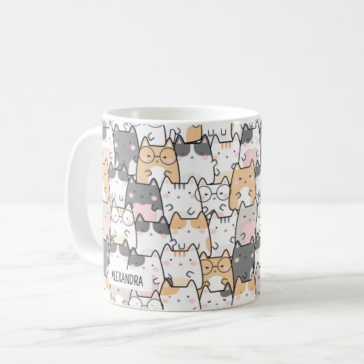 Quirky Cats Individuelle Name Kaffeetasse (Vorderseite Links)