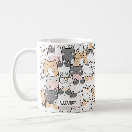 Quirky Cats Individuelle Name Kaffeetasse (Links)