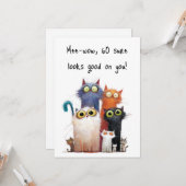 Quirky Cats with Big Eyes 60th Birthday Flat Karte (Vorderseite/Rückseite Beispiel)