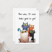 Quirky Cats with Big Eyes 75th Birthday Flat Karte (Vorderseite/Rückseite Beispiel)