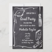 Quirky Chalkboard Einzigartiges, handgezeichnetes  Einladung (Vorderseite)