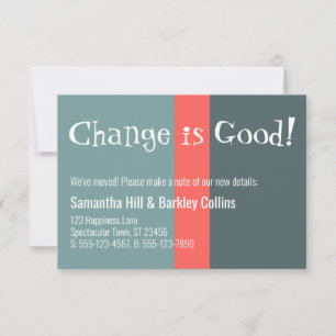 Quirky "Change is Good" - Farbige neue Adresskarte Mitteilungskarte