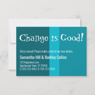 Quirky "Change is Good" - Farbige neue Adresskarte Mitteilungskarte